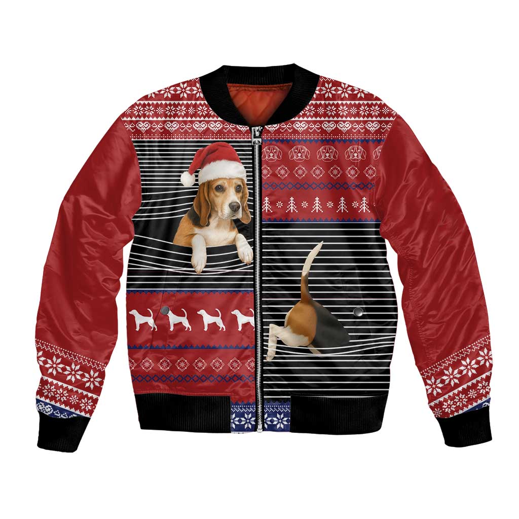 Lovely Beagle Christmas Bomber Jacket Xmas Holiday Patterns - Wonder Print Shop