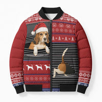 Lovely Beagle Christmas Bomber Puffer Jacket Xmas Holiday Patterns - Wonder Print Shop