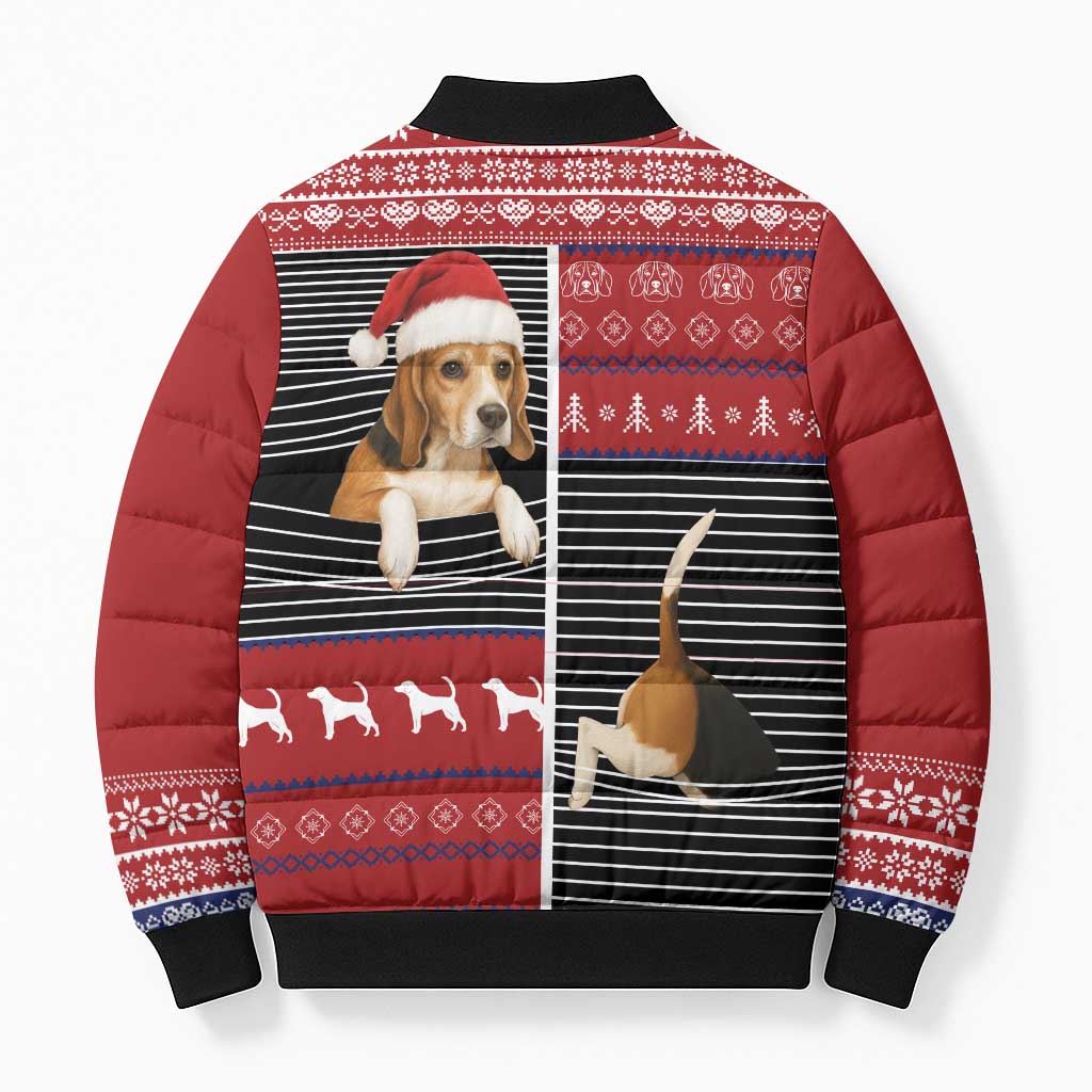 Lovely Beagle Christmas Bomber Puffer Jacket Xmas Holiday Patterns - Wonder Print Shop