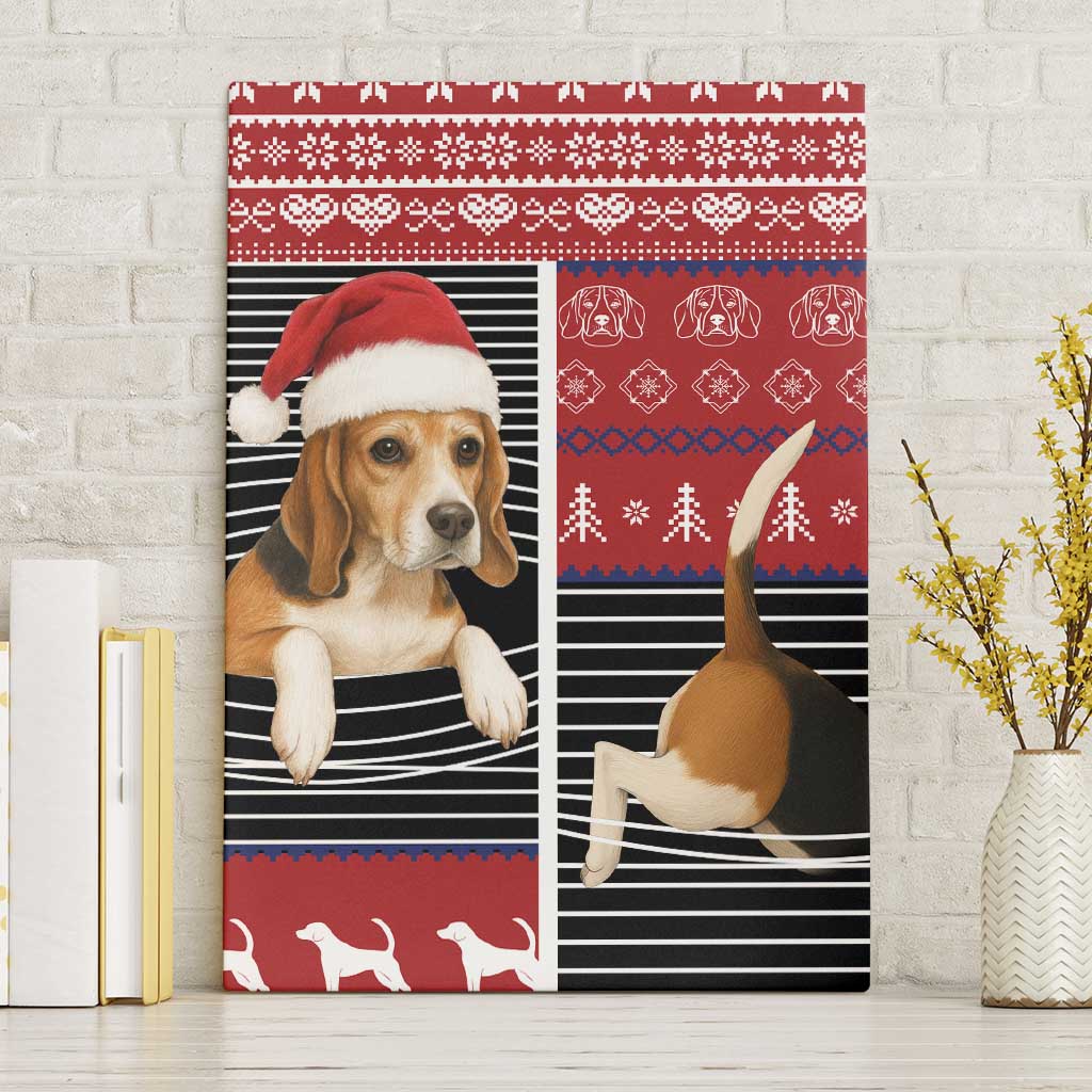 Lovely Beagle Christmas Canvas Wall Art Xmas Holiday Patterns - Wonder Print Shop