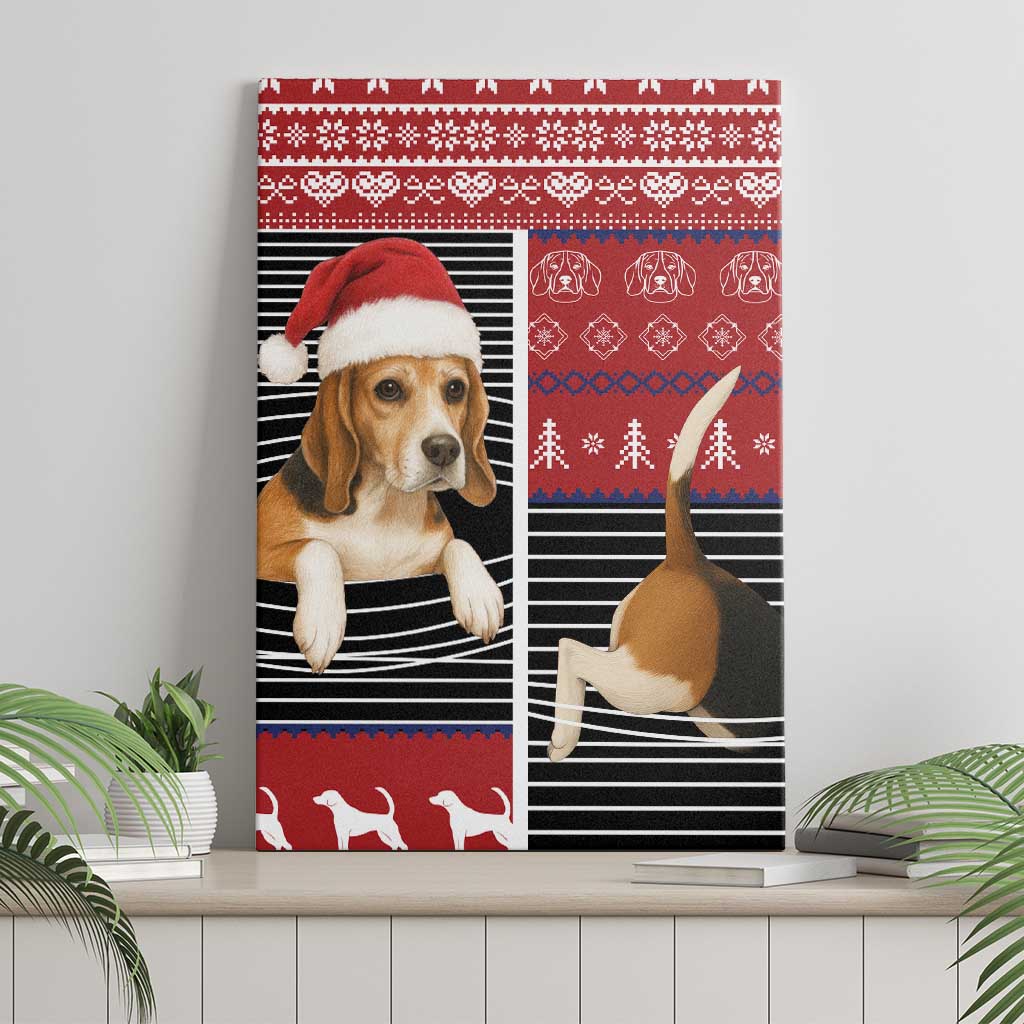 Lovely Beagle Christmas Canvas Wall Art Xmas Holiday Patterns - Wonder Print Shop