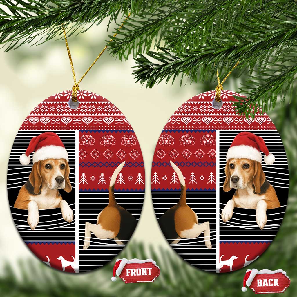 Lovely Beagle Christmas Ceramic Ornament Xmas Holiday Patterns - Wonder Print Shop
