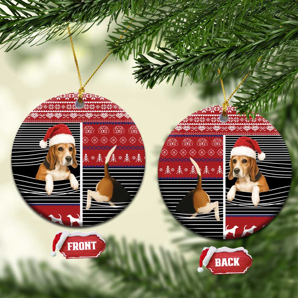 Lovely Beagle Christmas Ceramic Ornament Xmas Holiday Patterns - Wonder Print Shop