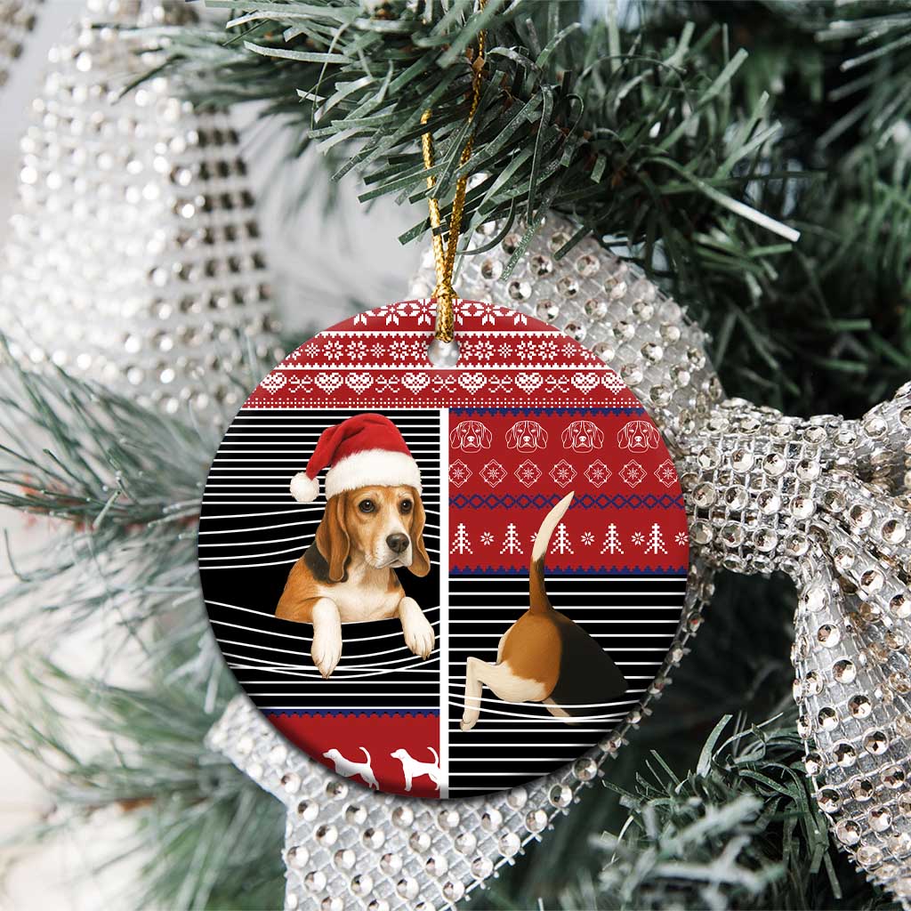 Lovely Beagle Christmas Ceramic Ornament Xmas Holiday Patterns - Wonder Print Shop