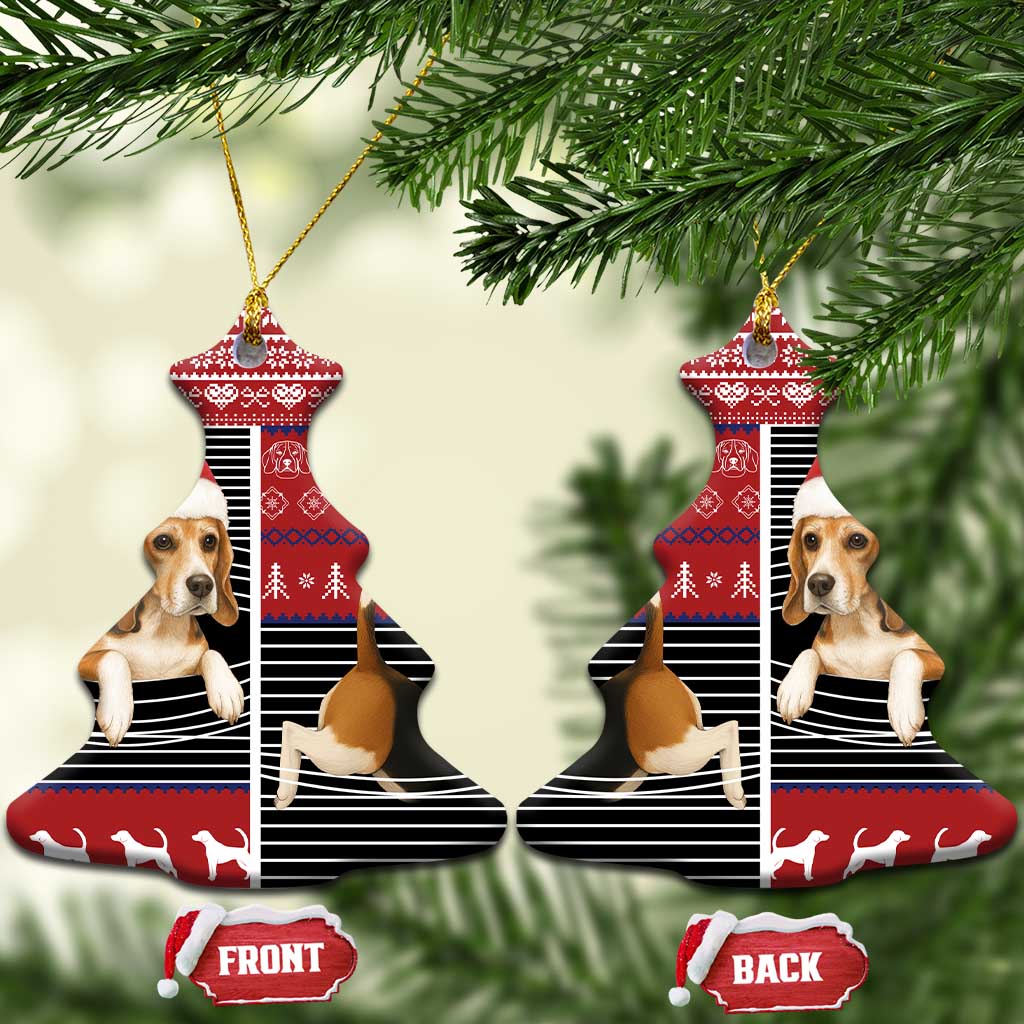 Lovely Beagle Christmas Ceramic Ornament Xmas Holiday Patterns - Wonder Print Shop