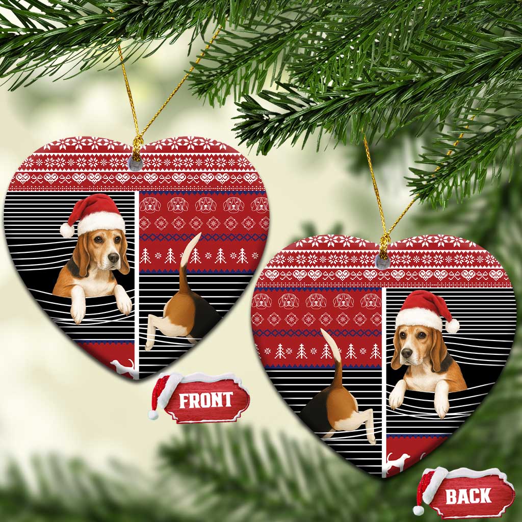 Lovely Beagle Christmas Ceramic Ornament Xmas Holiday Patterns - Wonder Print Shop