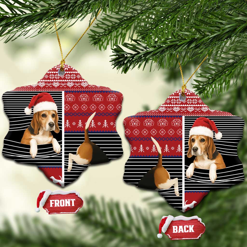 Lovely Beagle Christmas Ceramic Ornament Xmas Holiday Patterns - Wonder Print Shop