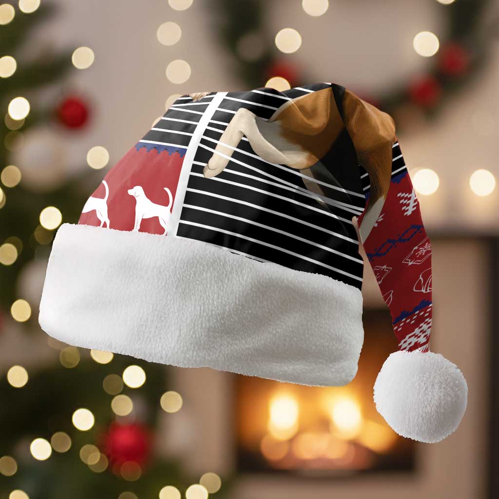 Lovely Beagle Christmas Santa Hat Xmas Holiday Patterns - Wonder Print Shop