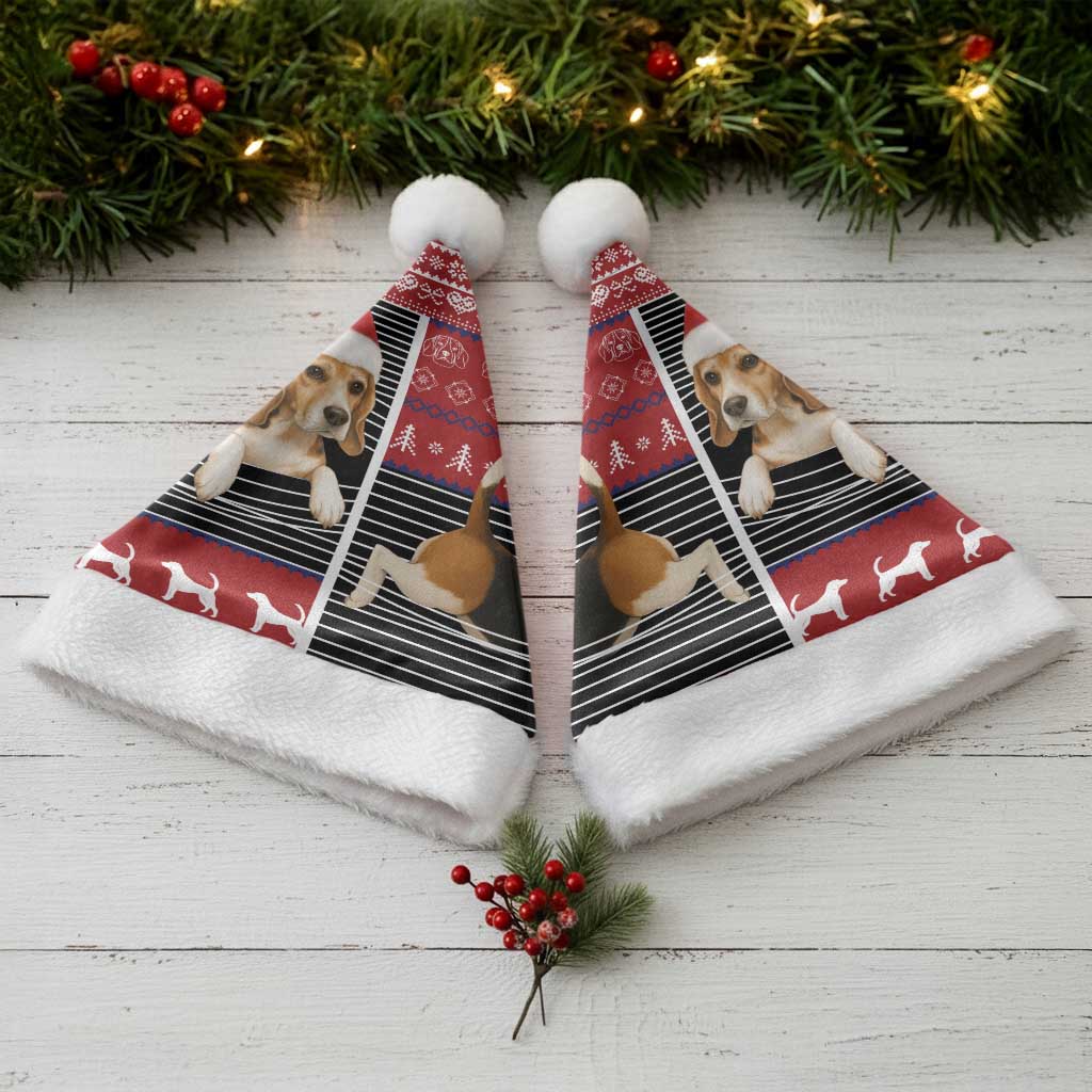 Lovely Beagle Christmas Santa Hat Xmas Holiday Patterns - Wonder Print Shop