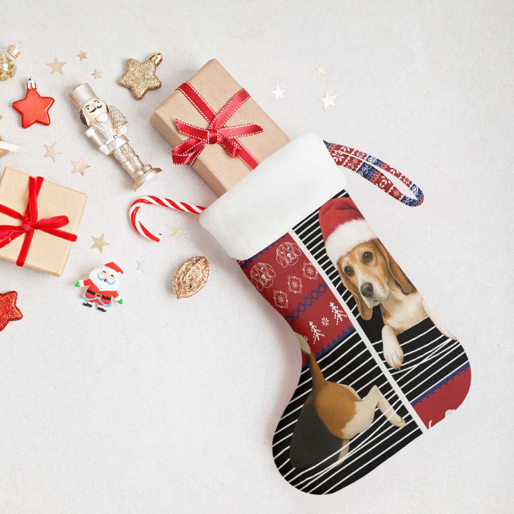 Lovely Beagle Christmas Stocking Xmas Holiday Patterns - Wonder Print Shop