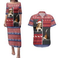 Lovely Beagle Christmas Couples Matching Puletasi and Hawaiian Shirt Xmas Holiday Patterns - Wonder Print Shop