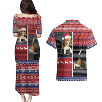 Lovely Beagle Christmas Couples Matching Puletasi and Hawaiian Shirt Xmas Holiday Patterns - Wonder Print Shop