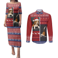Lovely Beagle Christmas Couples Matching Puletasi and Long Sleeve Button Shirt Xmas Holiday Patterns - Wonder Print Shop