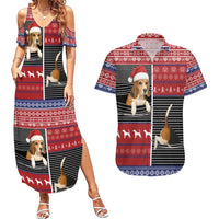 Lovely Beagle Christmas Couples Matching Summer Maxi Dress and Hawaiian Shirt Xmas Holiday Patterns - Wonder Print Shop