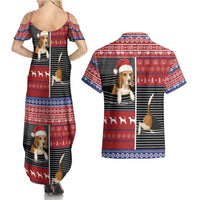 Lovely Beagle Christmas Couples Matching Summer Maxi Dress and Hawaiian Shirt Xmas Holiday Patterns - Wonder Print Shop