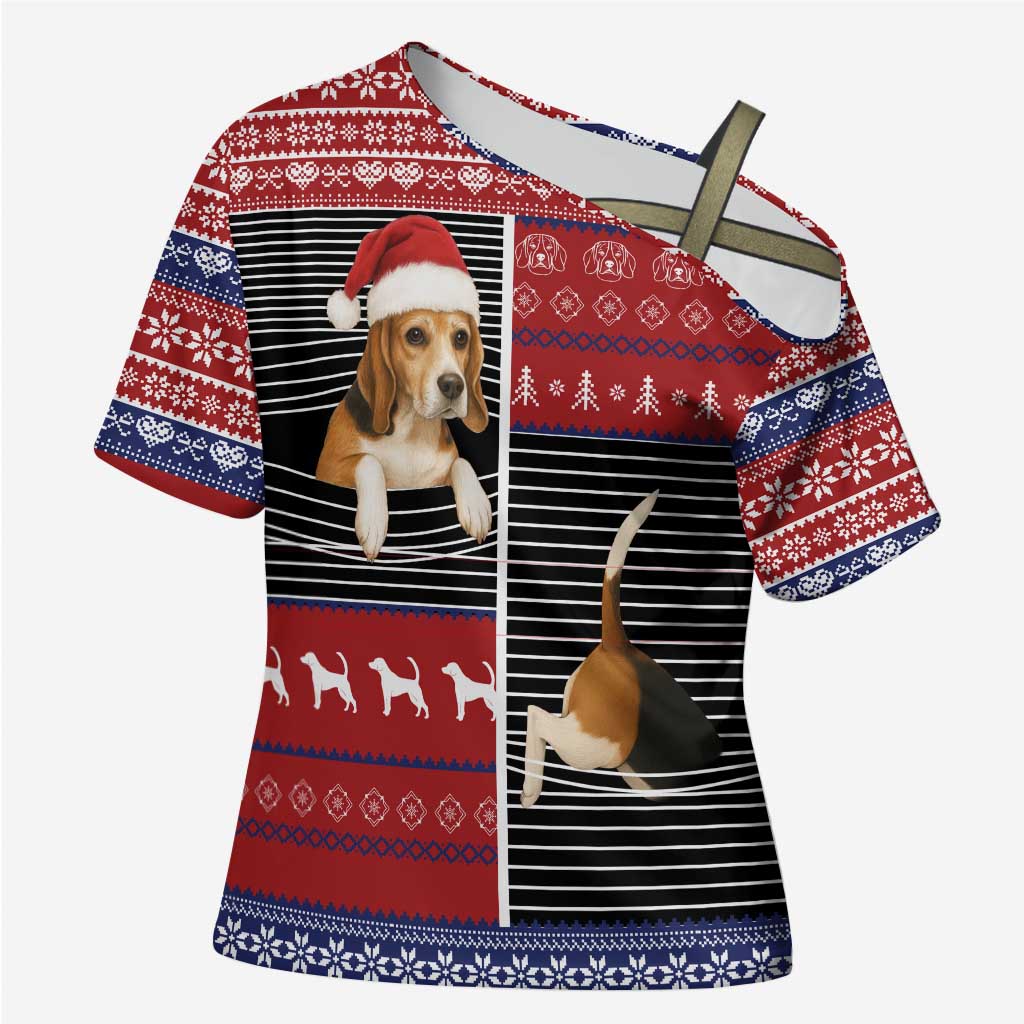 Lovely Beagle Christmas Cross Shoulder Shirt Xmas Holiday Patterns - Wonder Print Shop