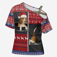 Lovely Beagle Christmas Cross Shoulder Shirt Xmas Holiday Patterns - Wonder Print Shop