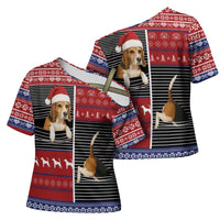 Lovely Beagle Christmas Cross Shoulder Shirt Xmas Holiday Patterns - Wonder Print Shop
