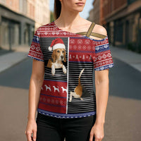 Lovely Beagle Christmas Cross Shoulder Shirt Xmas Holiday Patterns - Wonder Print Shop