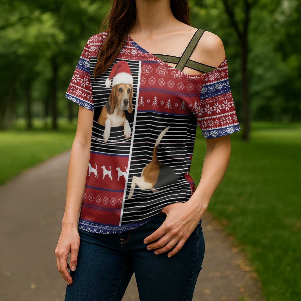 Lovely Beagle Christmas Cross Shoulder Shirt Xmas Holiday Patterns - Wonder Print Shop