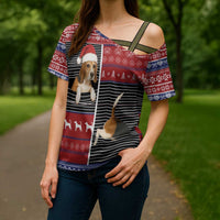 Lovely Beagle Christmas Cross Shoulder Shirt Xmas Holiday Patterns - Wonder Print Shop