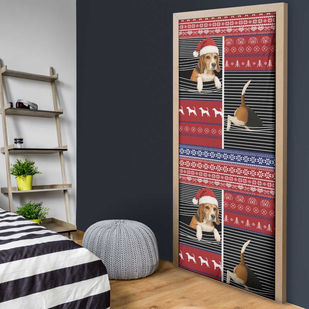 Lovely Beagle Christmas Door Cover Xmas Holiday Patterns - Wonder Print Shop