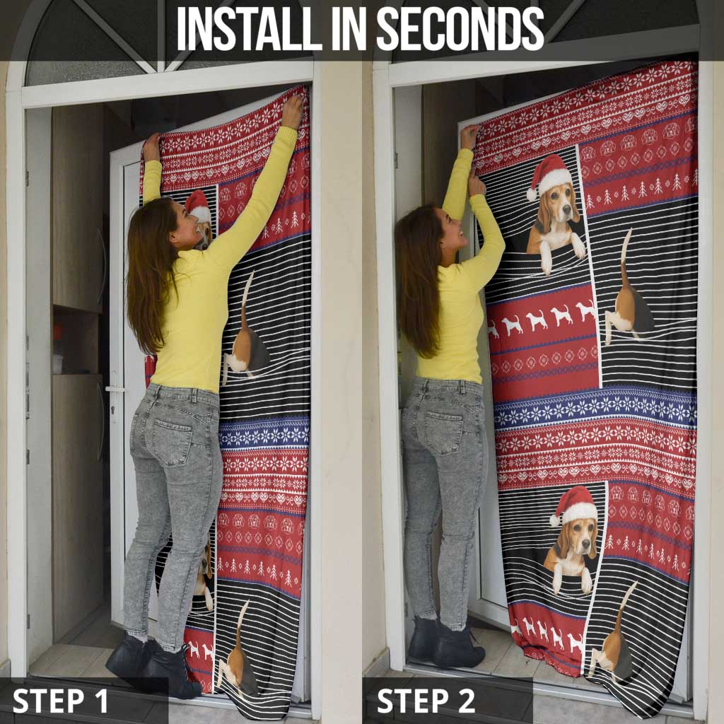 Lovely Beagle Christmas Door Cover Xmas Holiday Patterns - Wonder Print Shop
