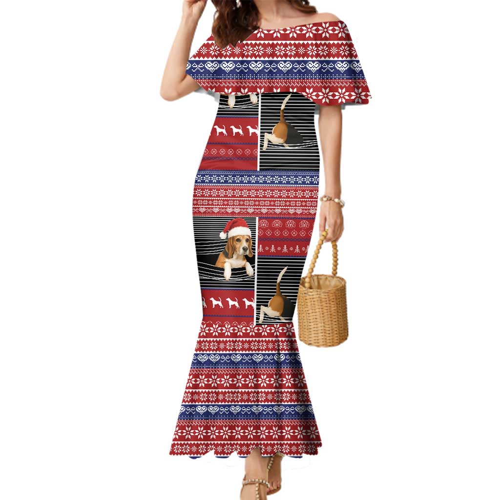 Lovely Beagle Christmas Family Matching Mermaid Dress and Hawaiian Shirt Xmas Holiday Patterns - Wonder Print Shop