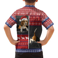 Lovely Beagle Christmas Family Matching Off The Shoulder Long Sleeve Dress and Hawaiian Shirt Xmas Holiday Patterns - Wonder Print Shop