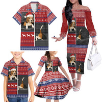 Lovely Beagle Christmas Family Matching Off The Shoulder Long Sleeve Dress and Hawaiian Shirt Xmas Holiday Patterns - Wonder Print Shop
