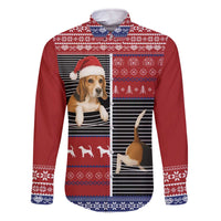 Lovely Beagle Christmas Family Matching Off The Shoulder Long Sleeve Dress and Hawaiian Shirt Xmas Holiday Patterns - Wonder Print Shop