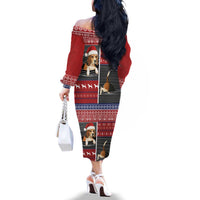 Lovely Beagle Christmas Family Matching Off The Shoulder Long Sleeve Dress and Hawaiian Shirt Xmas Holiday Patterns - Wonder Print Shop