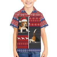 Lovely Beagle Christmas Family Matching Off The Shoulder Long Sleeve Dress and Hawaiian Shirt Xmas Holiday Patterns - Wonder Print Shop