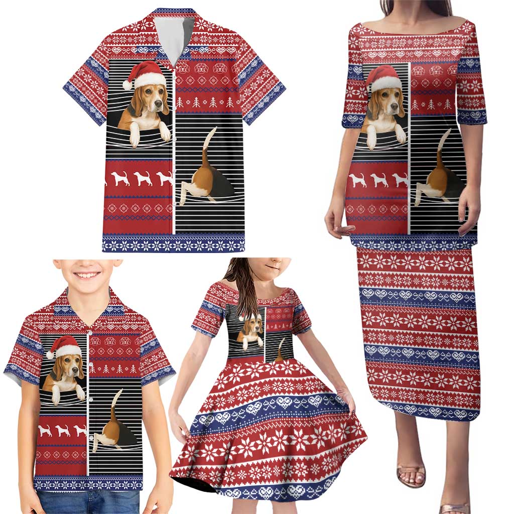 Lovely Beagle Christmas Family Matching Puletasi and Hawaiian Shirt Xmas Holiday Patterns - Wonder Print Shop