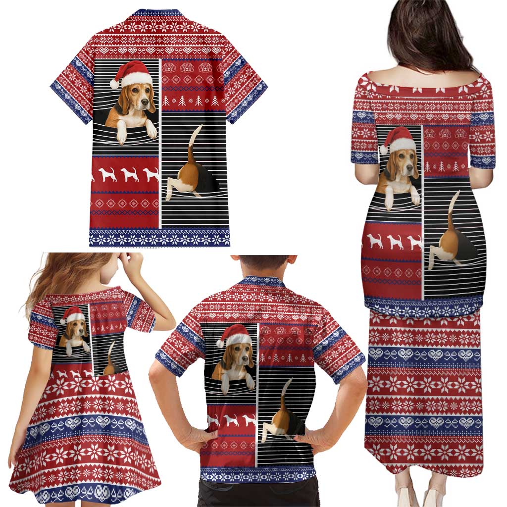 Lovely Beagle Christmas Family Matching Puletasi and Hawaiian Shirt Xmas Holiday Patterns - Wonder Print Shop