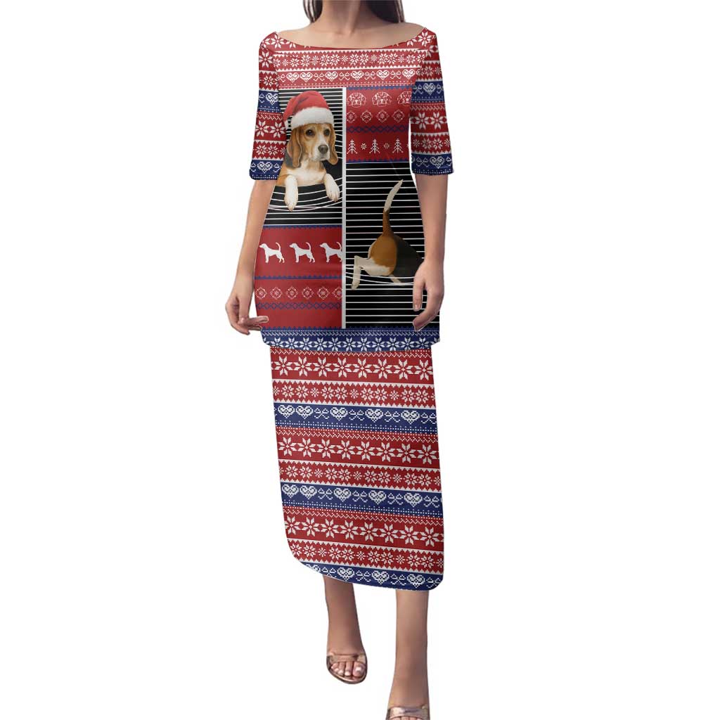 Lovely Beagle Christmas Family Matching Puletasi and Hawaiian Shirt Xmas Holiday Patterns - Wonder Print Shop