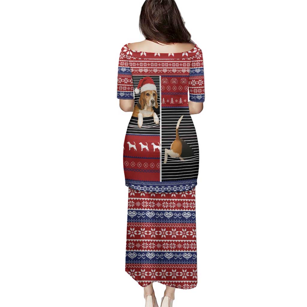 Lovely Beagle Christmas Family Matching Puletasi and Hawaiian Shirt Xmas Holiday Patterns - Wonder Print Shop
