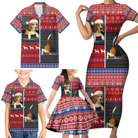 Lovely Beagle Christmas Family Matching Short Sleeve Bodycon Dress and Hawaiian Shirt Xmas Holiday Patterns - Wonder Print Shop