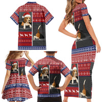 Lovely Beagle Christmas Family Matching Short Sleeve Bodycon Dress and Hawaiian Shirt Xmas Holiday Patterns - Wonder Print Shop