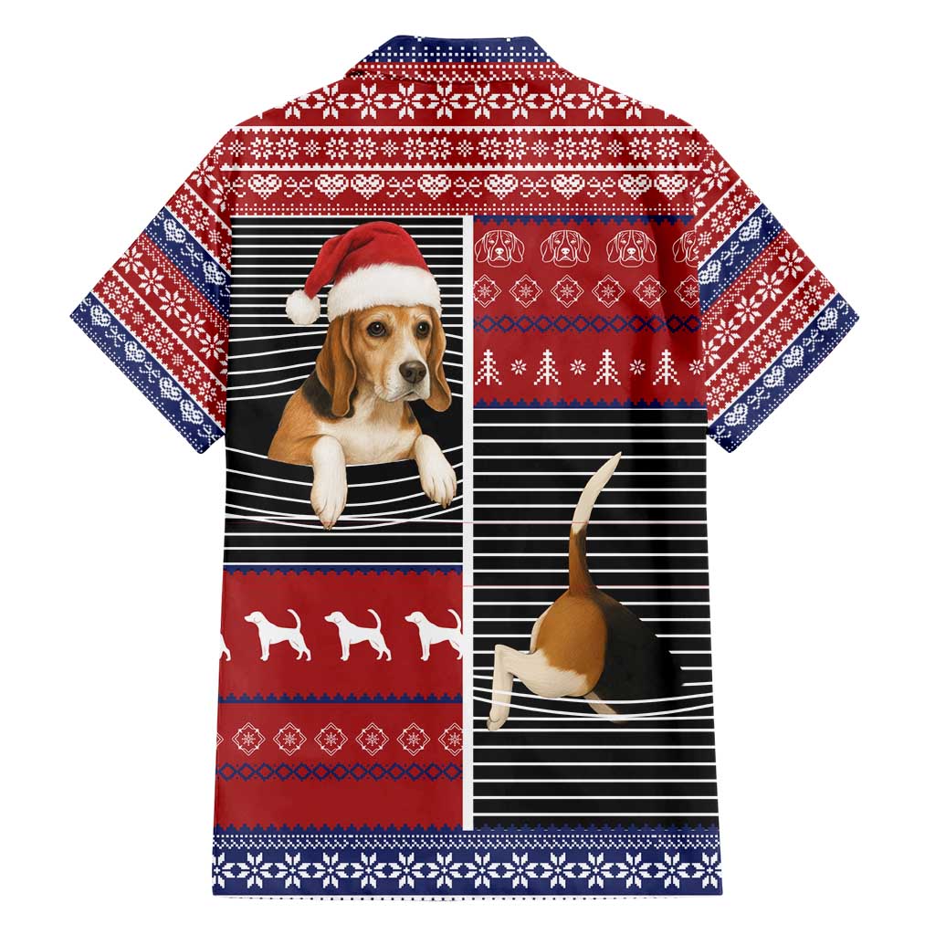 Lovely Beagle Christmas Family Matching Short Sleeve Bodycon Dress and Hawaiian Shirt Xmas Holiday Patterns - Wonder Print Shop