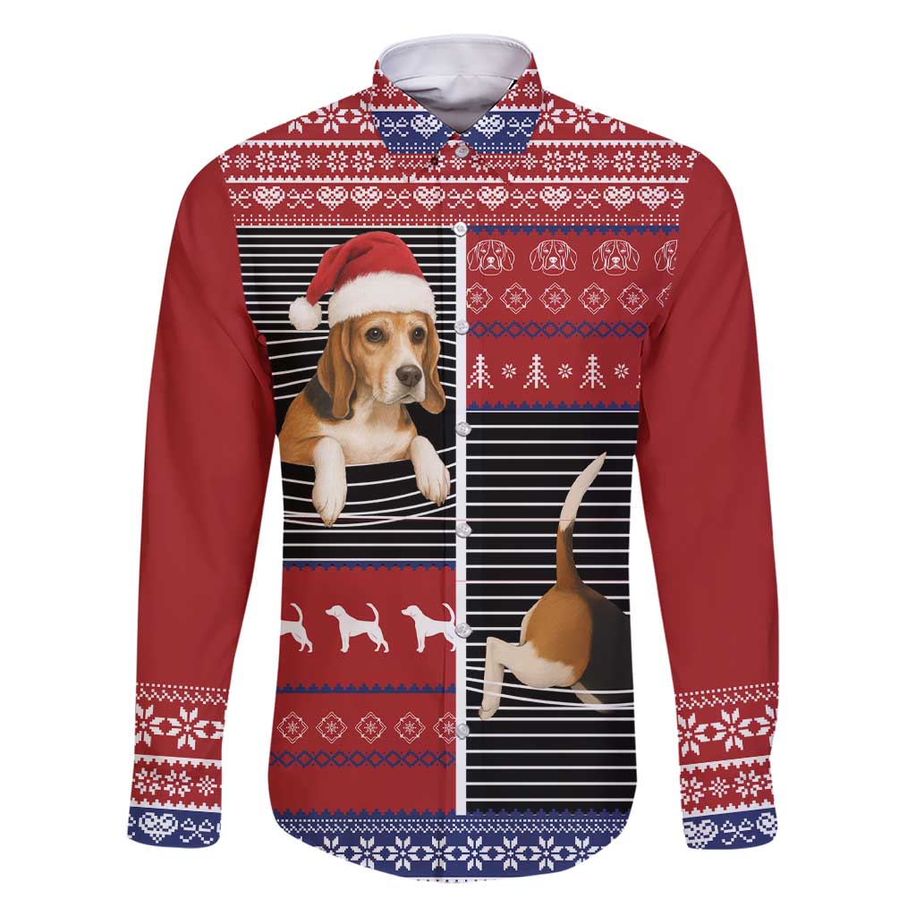 Lovely Beagle Christmas Family Matching Short Sleeve Bodycon Dress and Hawaiian Shirt Xmas Holiday Patterns - Wonder Print Shop