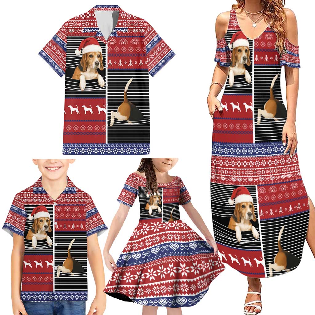 Lovely Beagle Christmas Family Matching Summer Maxi Dress and Hawaiian Shirt Xmas Holiday Patterns - Wonder Print Shop