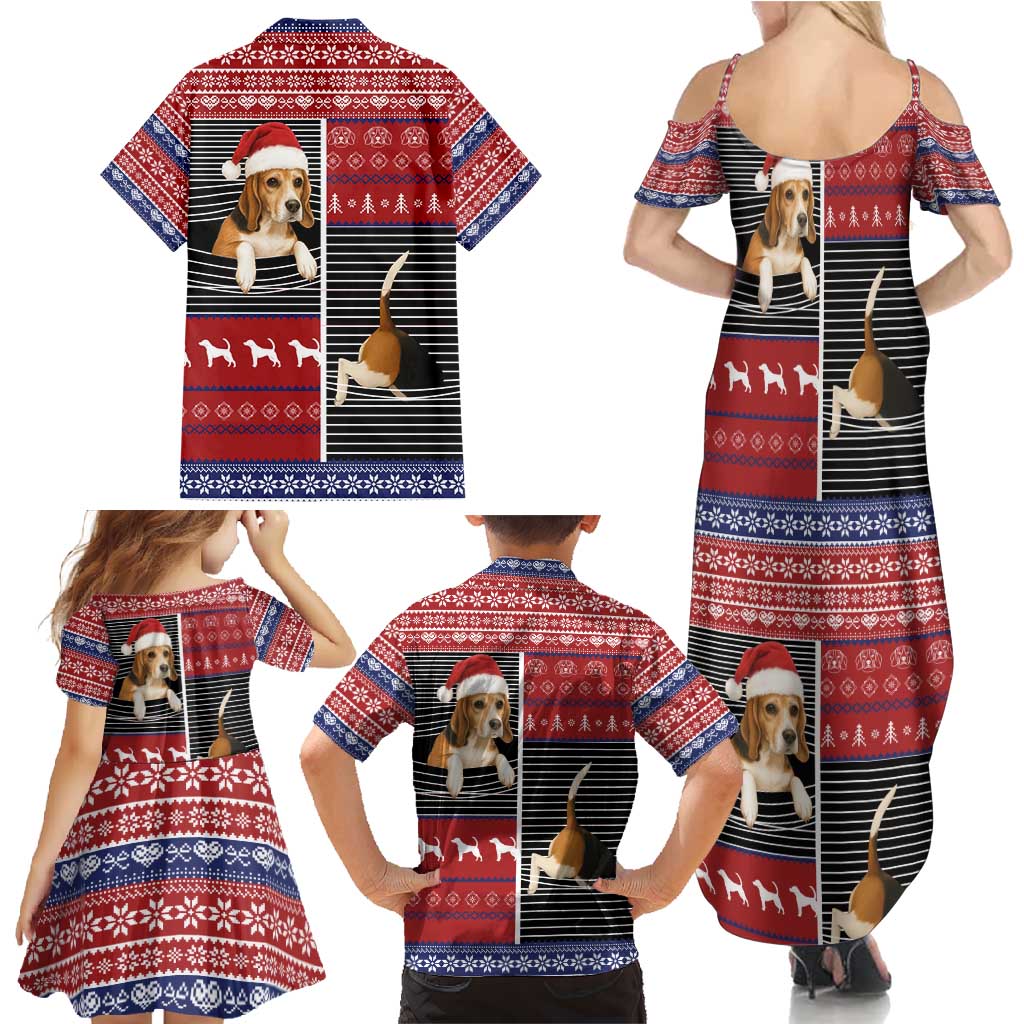 Lovely Beagle Christmas Family Matching Summer Maxi Dress and Hawaiian Shirt Xmas Holiday Patterns - Wonder Print Shop