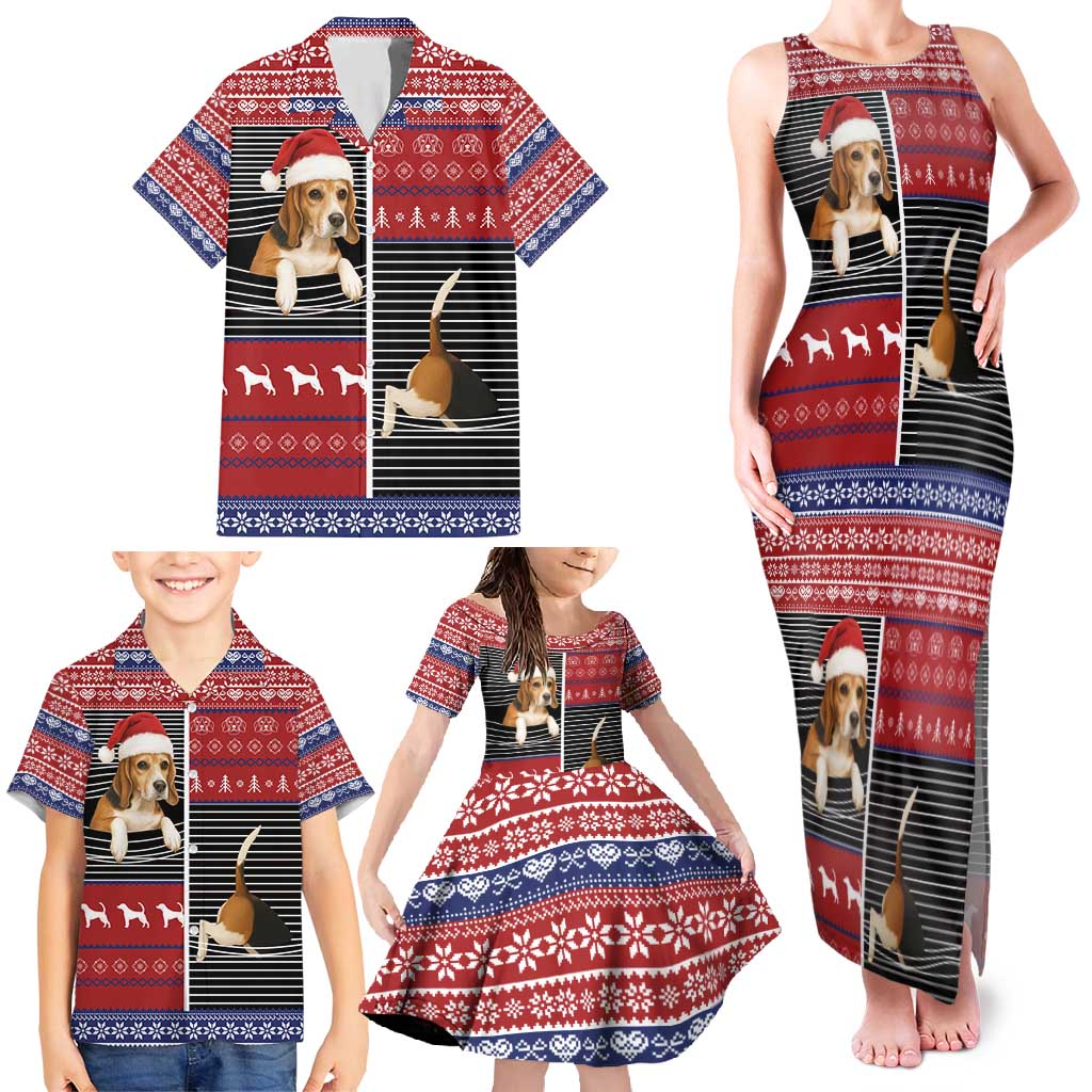 Lovely Beagle Christmas Family Matching Tank Maxi Dress and Hawaiian Shirt Xmas Holiday Patterns - Wonder Print Shop