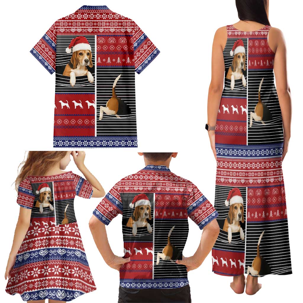 Lovely Beagle Christmas Family Matching Tank Maxi Dress and Hawaiian Shirt Xmas Holiday Patterns - Wonder Print Shop