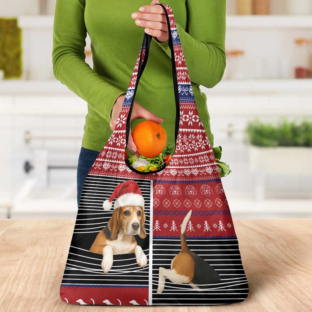 Lovely Beagle Christmas Grocery Bag Xmas Holiday Patterns - Wonder Print Shop