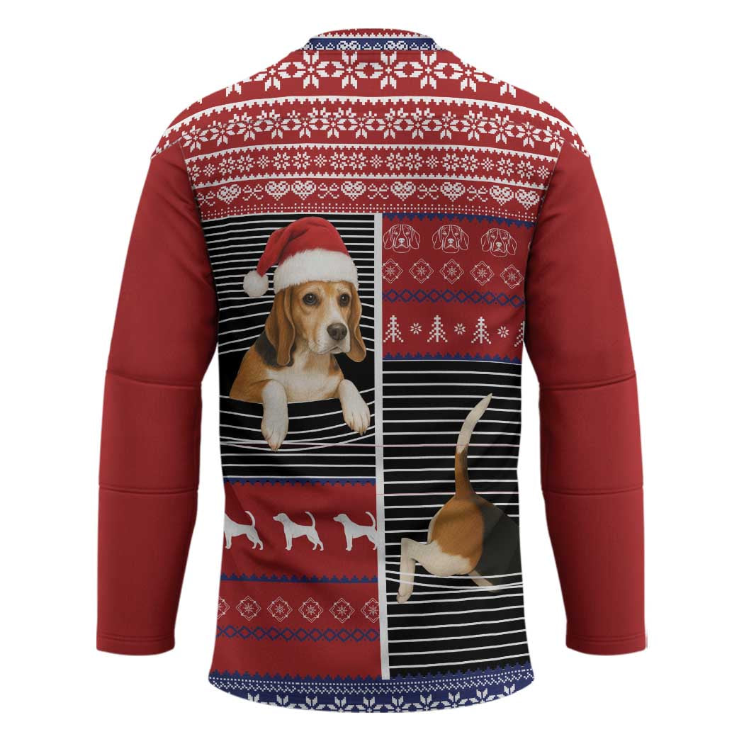 Lovely Beagle Christmas Hockey Jersey Xmas Holiday Patterns - Wonder Print Shop