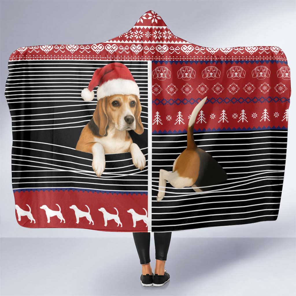 Lovely Beagle Christmas Hooded Blanket Xmas Holiday Patterns - Wonder Print Shop