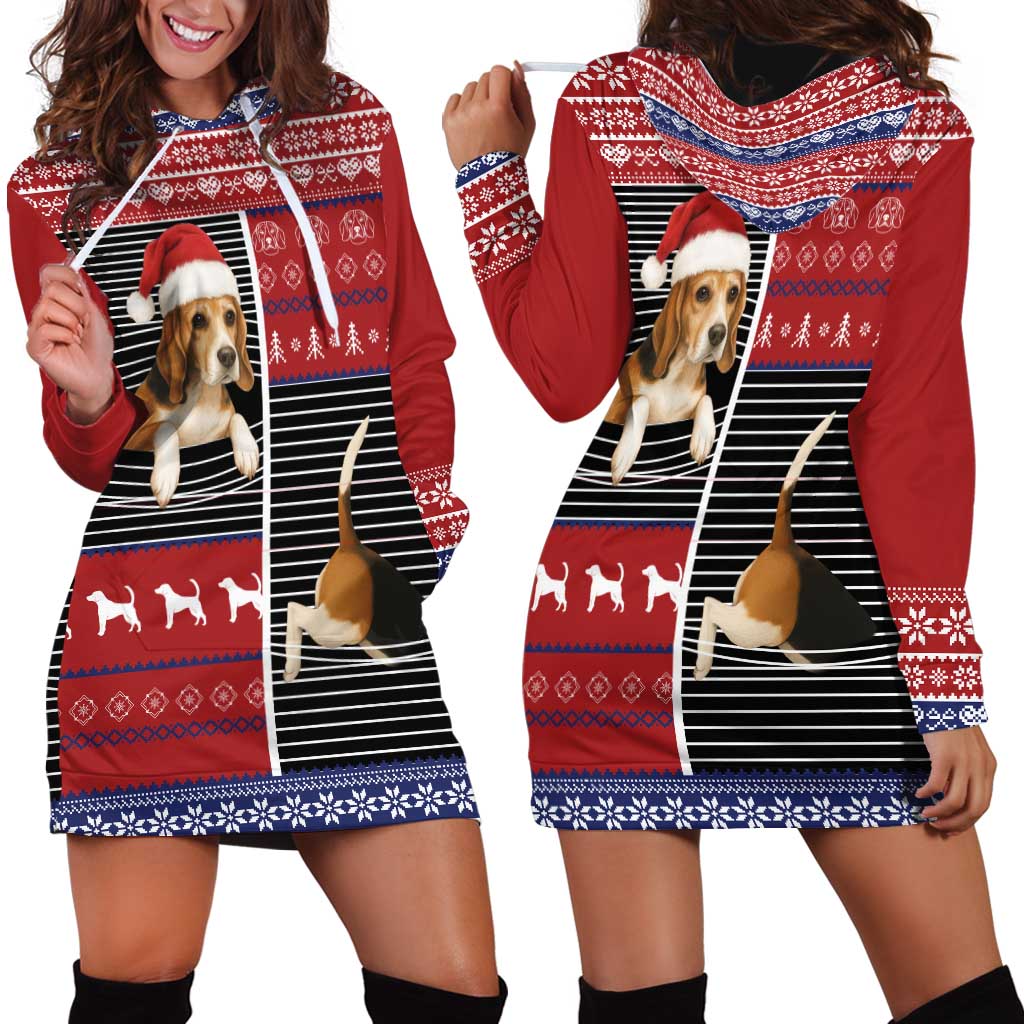 Lovely Beagle Christmas Hoodie Dress Xmas Holiday Patterns - Wonder Print Shop