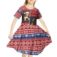 Lovely Beagle Christmas Kid Short Sleeve Dress Xmas Holiday Patterns - Wonder Print Shop